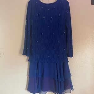 Elegant Vintage Blue Midi Dress